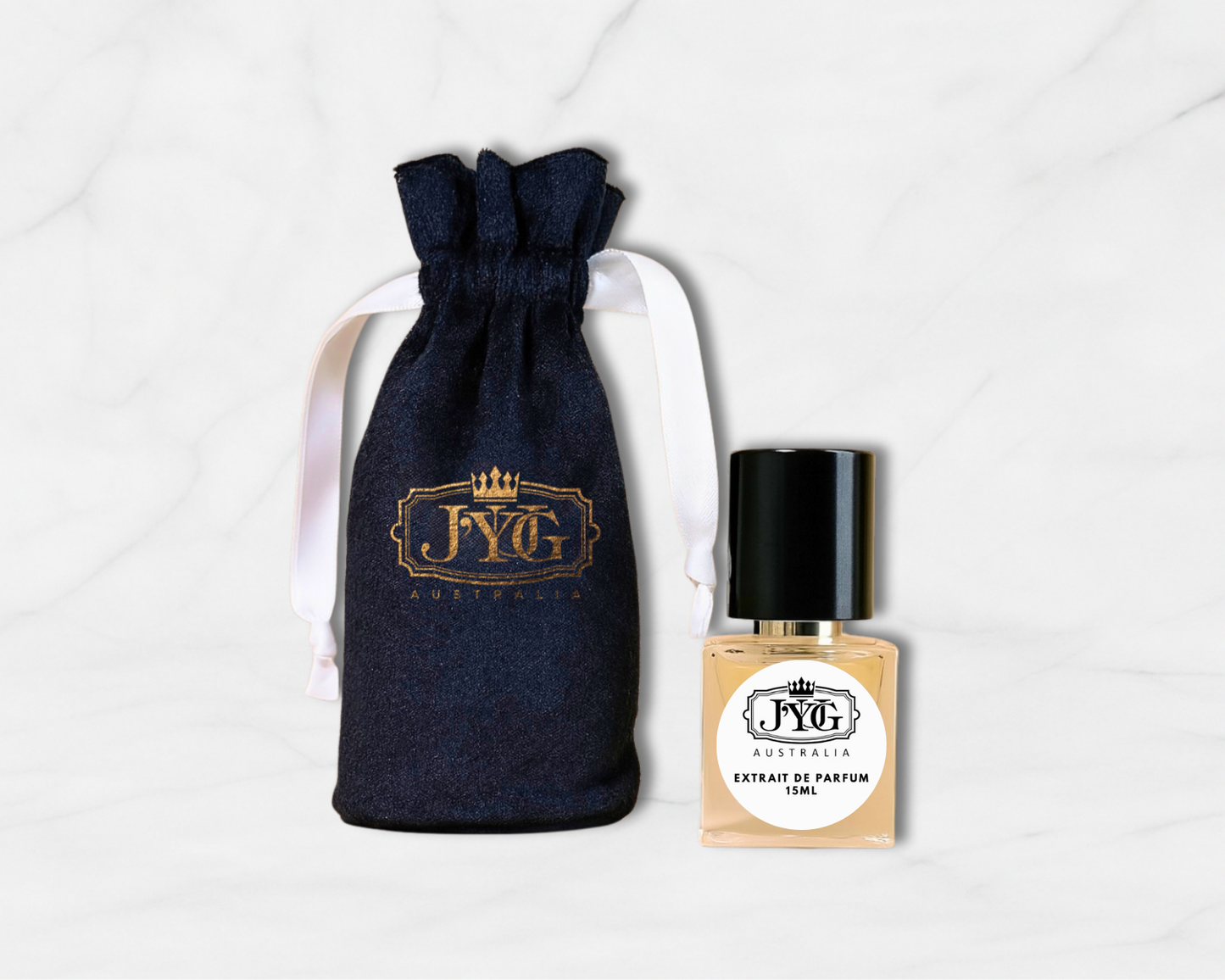 Premium Velvet Perfume Pouch with 15ml Extrait de Parfum in midnight blue velvet by J'YUG Australia
