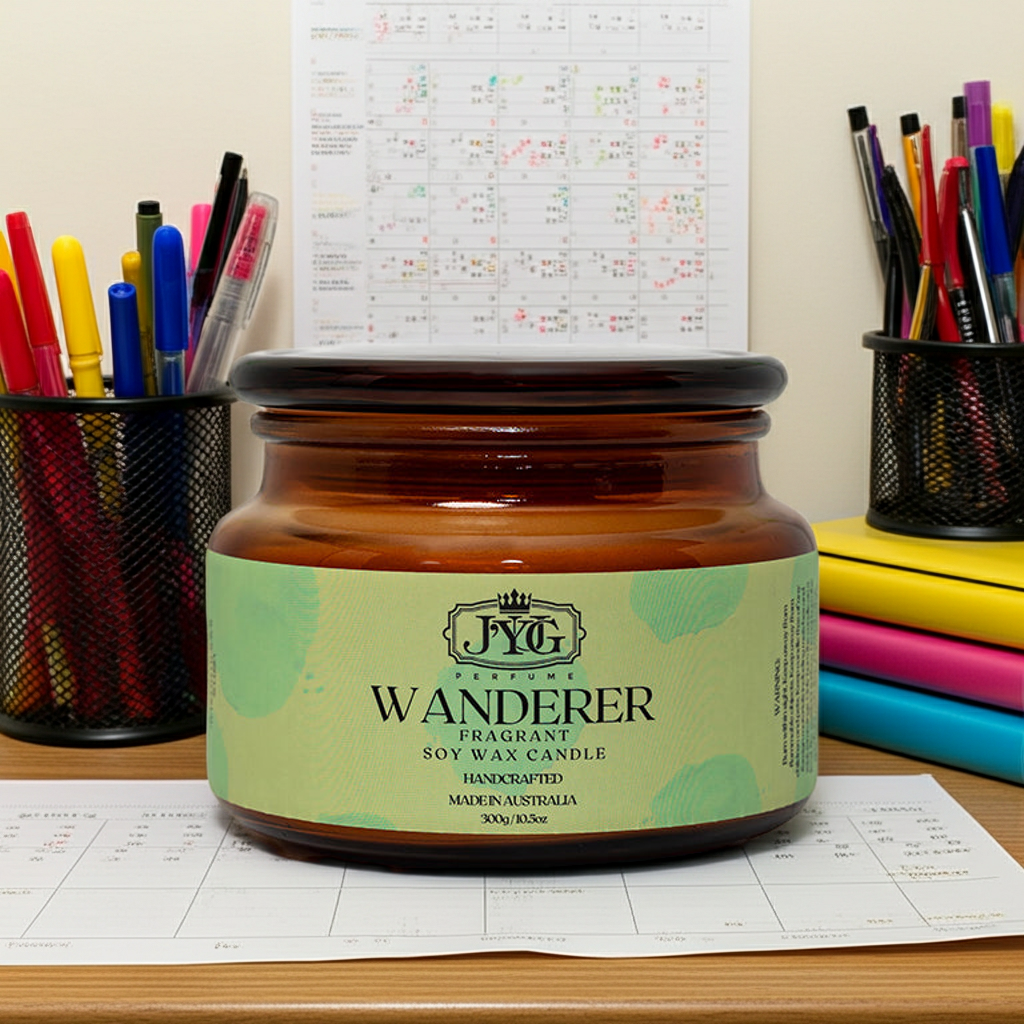 Wanderer candle detail - handcrafted Australian soy wax candle