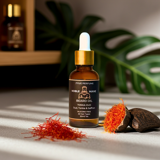 Noble Mane Tonka Oud beard oil bottle - premium men's grooming